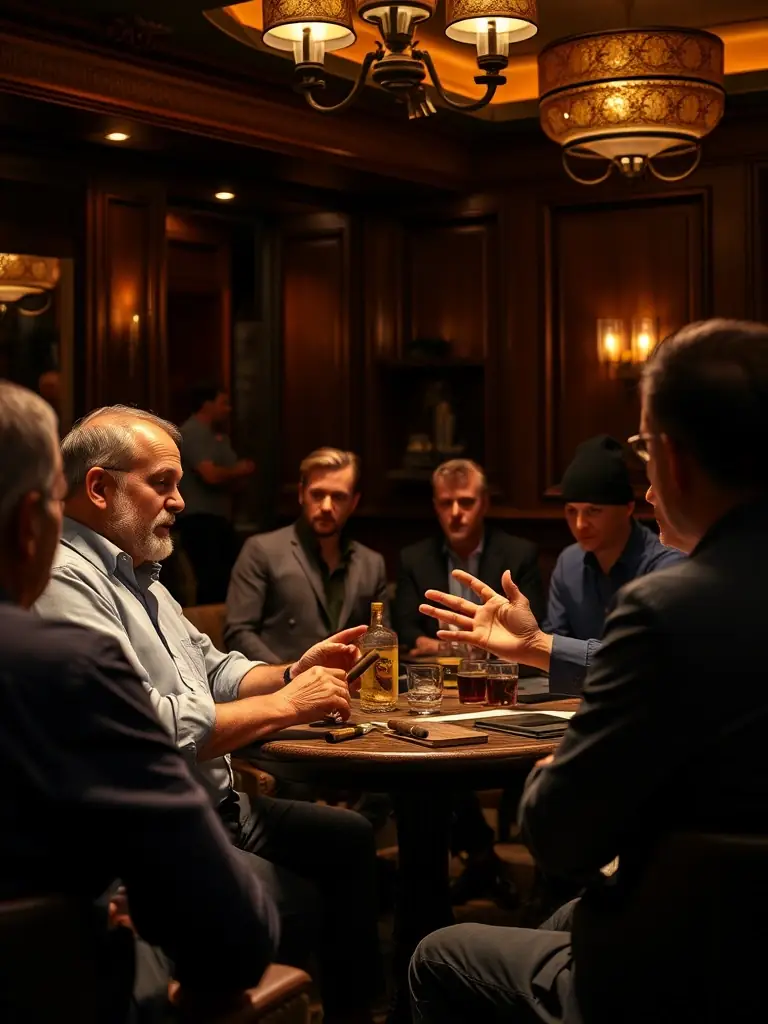 A photograph of a masterclass or educational session at Z Lounge, featuring a renowned cigar artisan or spirit producer sharing their expertise with members. The image should convey the educational and immersive experiences offered.